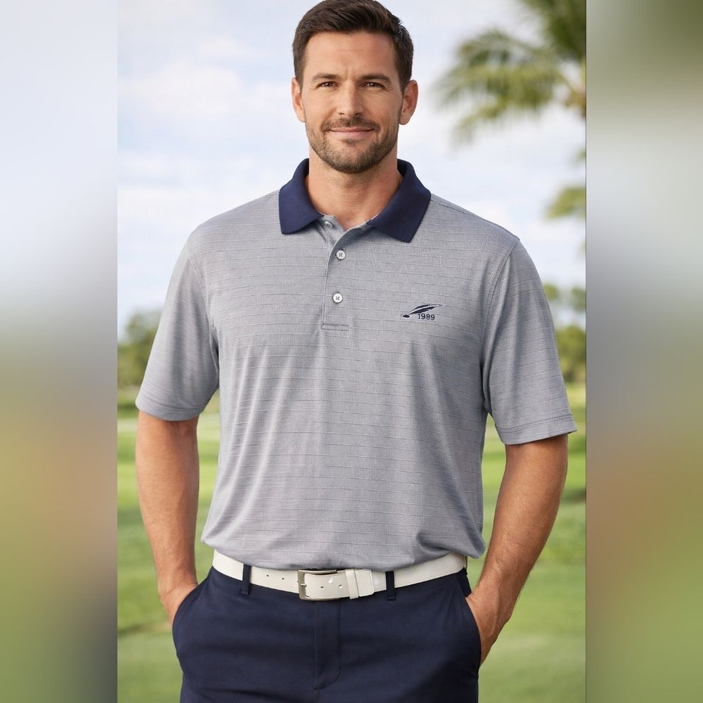 Footjoy Golf Shirt Size L Gray Performance Polo Country Club Short Sleeve Button